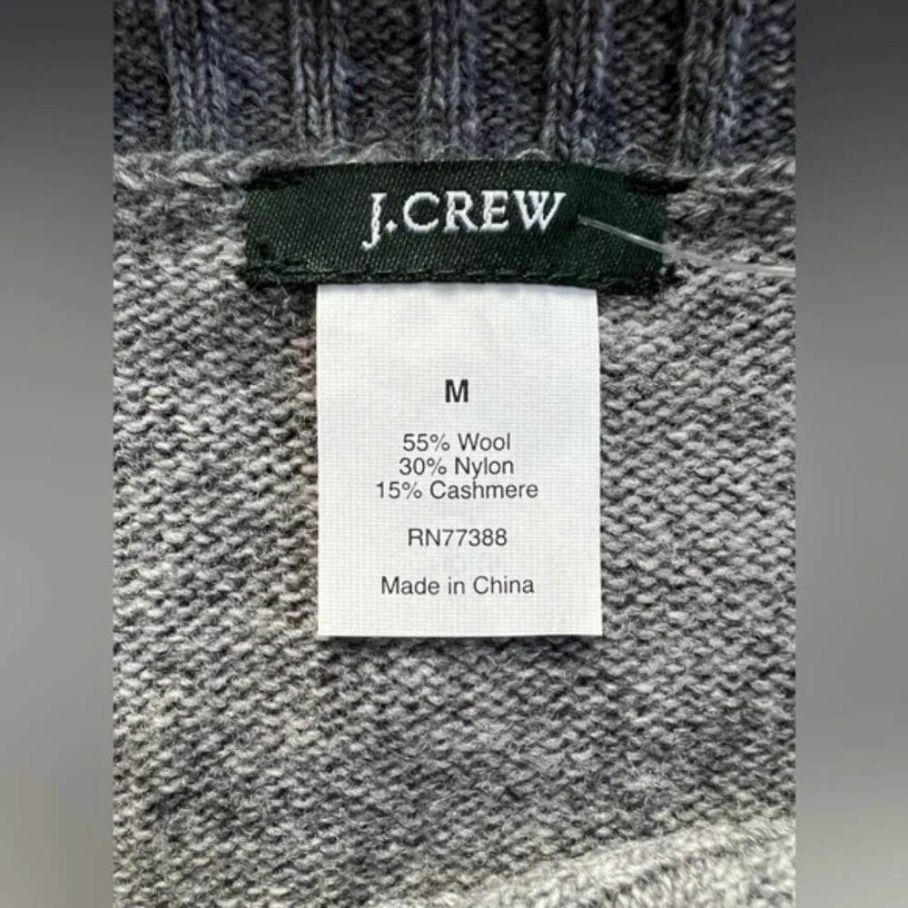 NWT J. Crew WOOL CASHMERE Blend‎ Asymmetrical Ruffle Zip Pullover Sweater MEDIUM